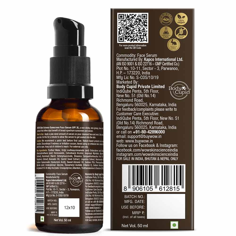 5 - WOW Skin Science Matte Finish Sunscreen Face Serum,  50 ml  SPF 35 PA++ 