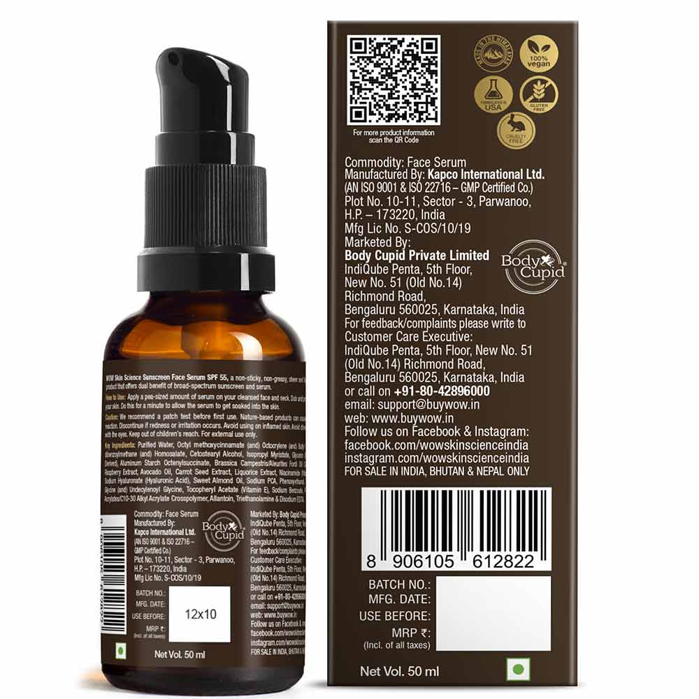 5 - WOW Skin Science Matte Finish Sunscreen Face Serum,  50 ml  SPF 55 PA++ 