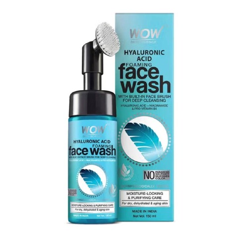 1 - WOW Skin Science Hyaluronic Acid Foaming Face Wash,  150 ml  with Built-In Brush 