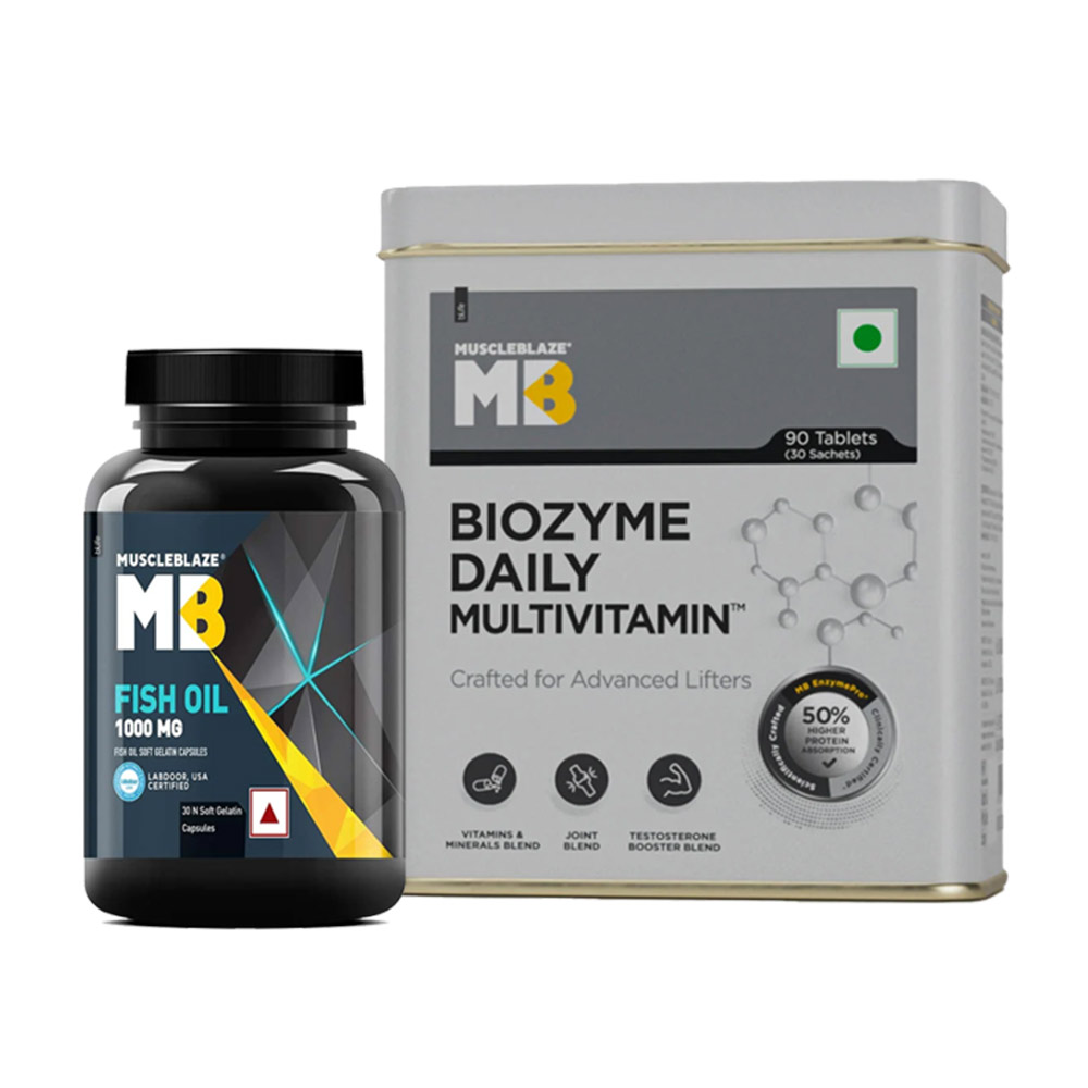 MuscleBlaze Biozyme Daily Multivitamin 90 Tablets + Fish Oil 30