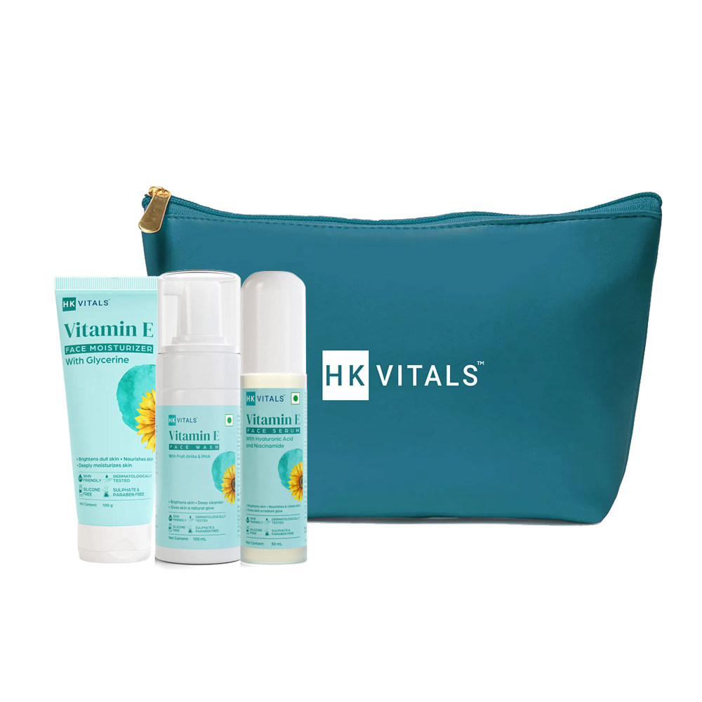 HK Vitals Vitamin E Moisturizer & Face Serum & Face Wash & Pouch Combo by HealthKart