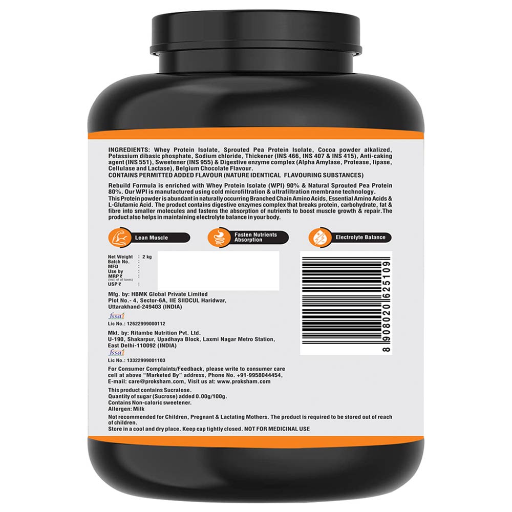 2 - Proksham Rebuild Whey Protein,  4.4 lb  Belgium Chocolate 