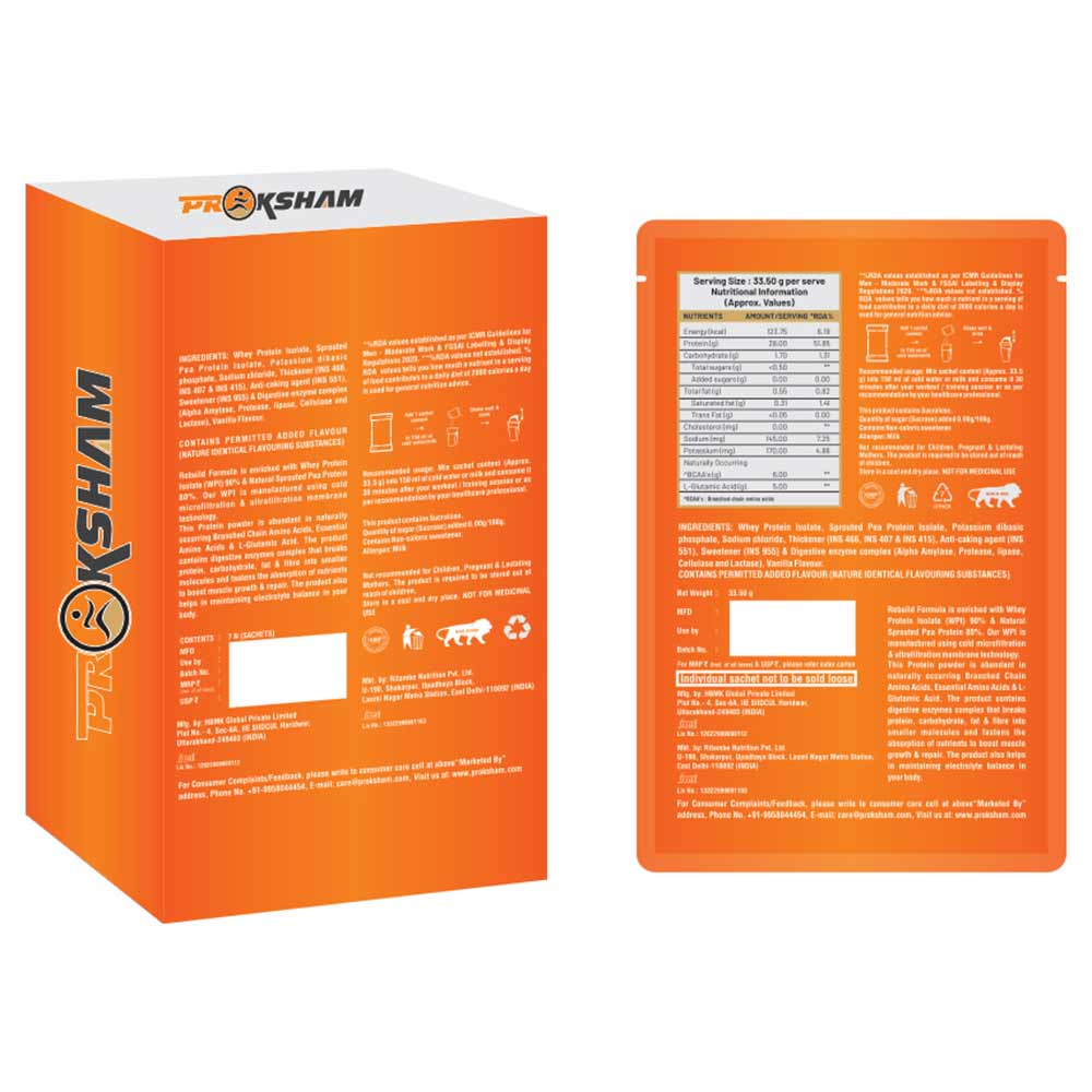 4 - Proksham Rebuild Whey Protein,  7 sachets/pack  Vanilla 