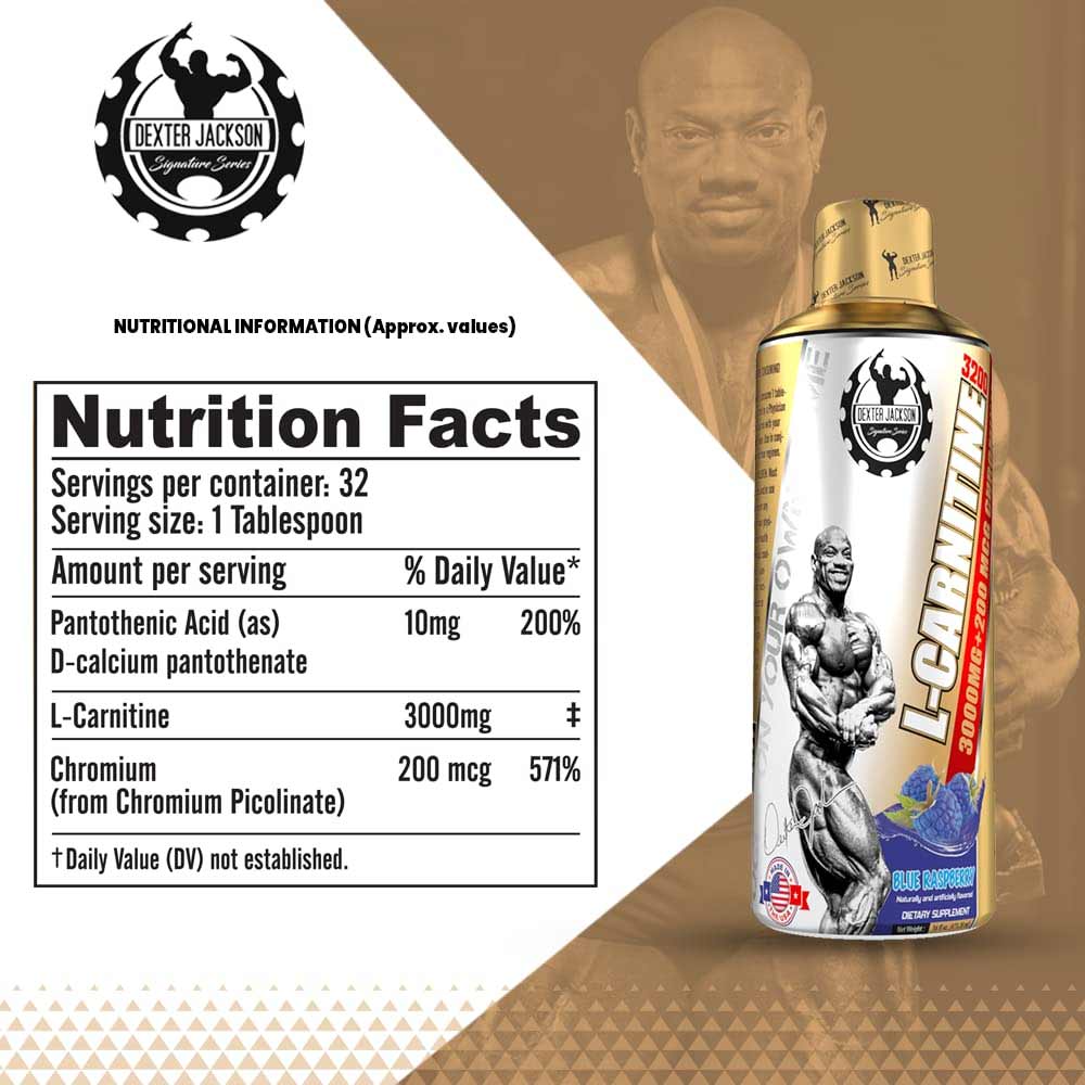 3 - Dexter Jackson L-Carnitine 3200,  473.28 ml  Blue Raspberry 