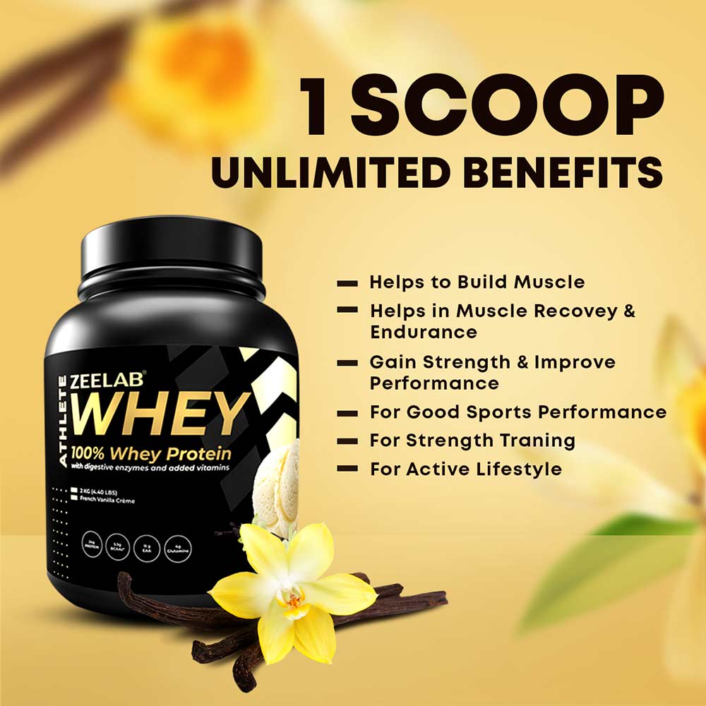 7 - Zeelab Athlete 100% Whey Protein,  4.4 lb  French Vanilla Creme 
