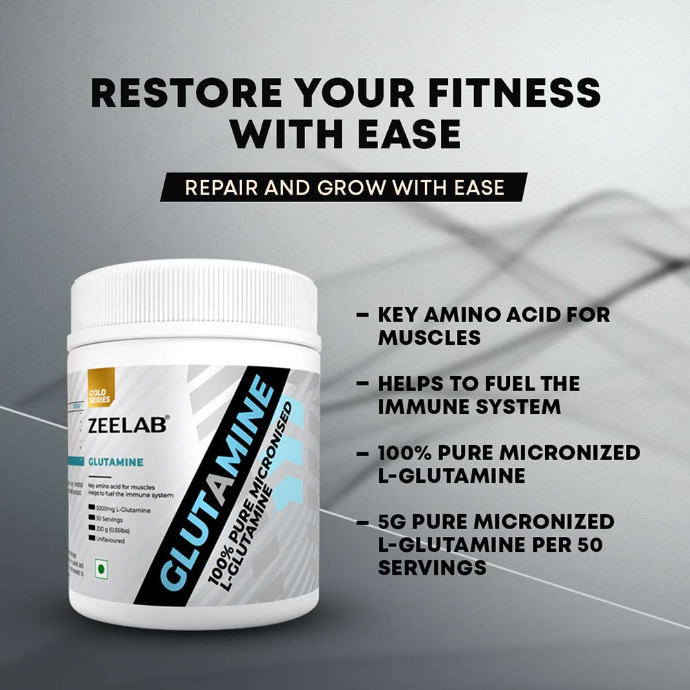 5 - Zeelab 100% Pure Micronized Glutamine,  0.55 lb  Unflavoured 