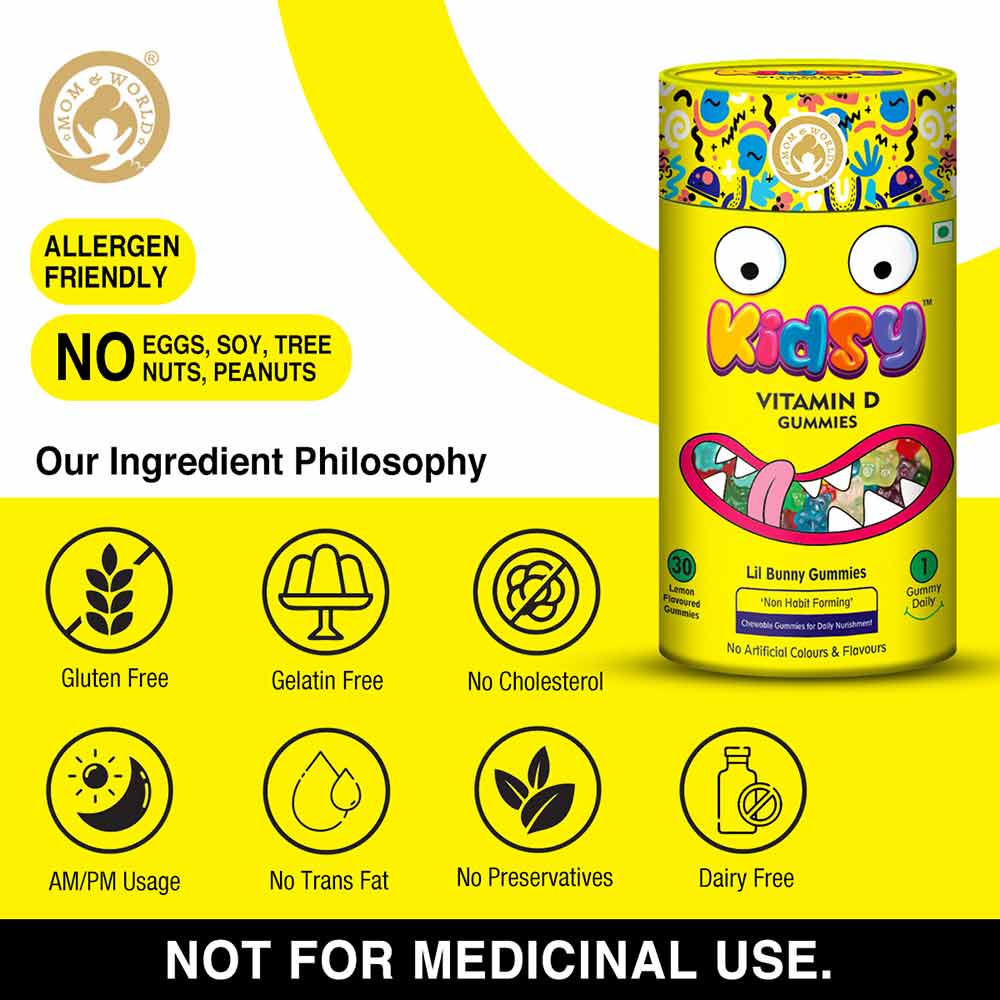 5 - Mom & World Kidsy Immunity & Vitamin D Combo,  2 Piece(s)/Pack  Strawberry & Lemon 