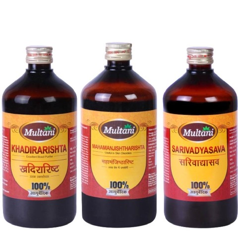 1 - Multani Khadirarishta, Mahamanjishtharishta & Sarivadyasava Combo,  3 Piece(s)/Pack 