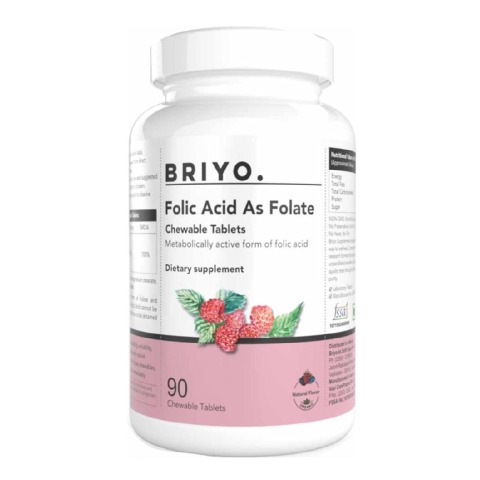 1 - Briyo Folic Acid as Folate, Natural Raspberry 90 chewable tablet(s)