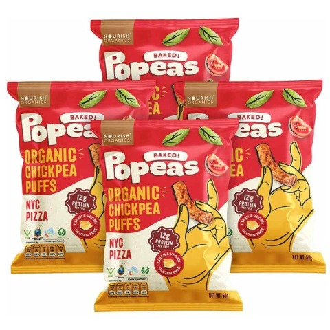 1 - Nourish Organics Popeas Organic Chickpea Puffs, Nyc Pizza (Pack of 4) 60 g
