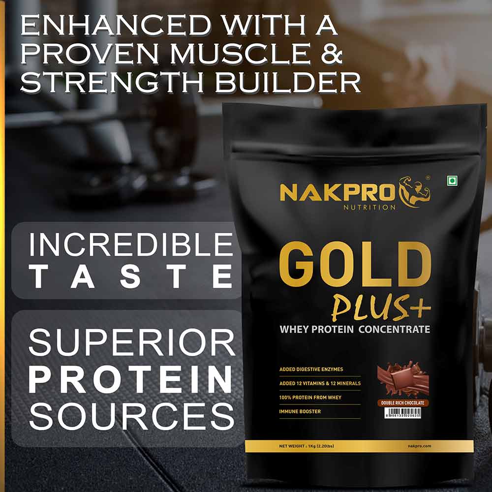 4 - Nakpro Gold Plus+ Whey Protein Concentrate,  2.2 lb  Double Rich Chocolate 