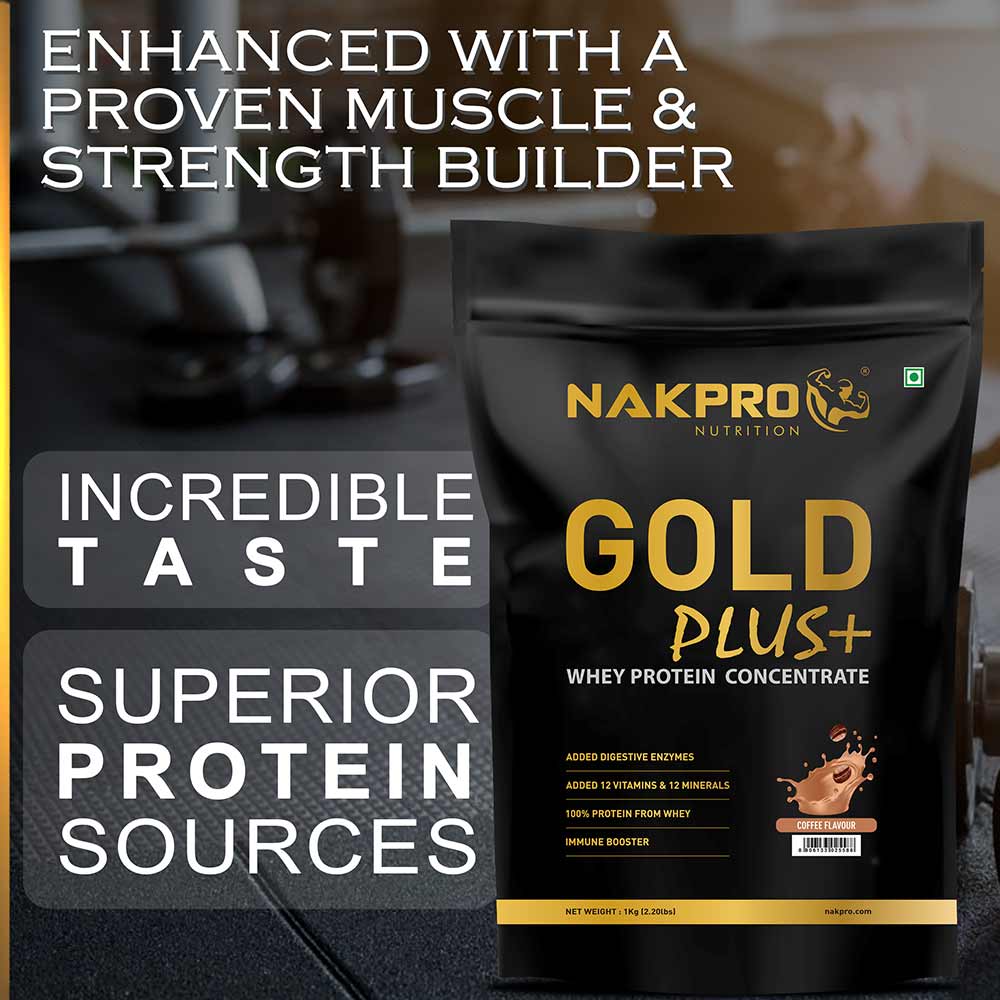 4 - Nakpro Gold Plus+ Whey Protein Concentrate,  2.2 lb  Coffee 