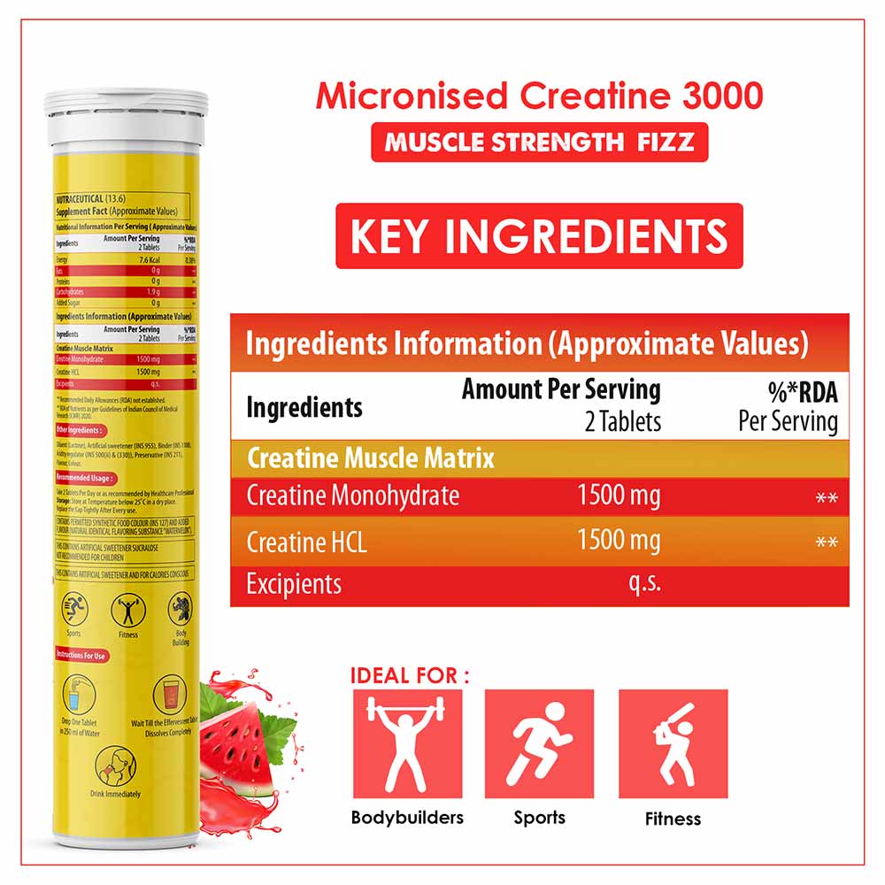3 - Naturyz Micronized Creatine 3000,  Watermelon (Pack of 3)  15 tablet(s) 