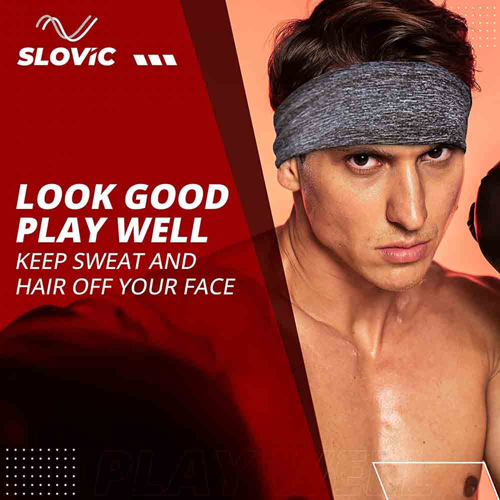 3 - SLOVIC Sport Headband,  Grey  Free Size 