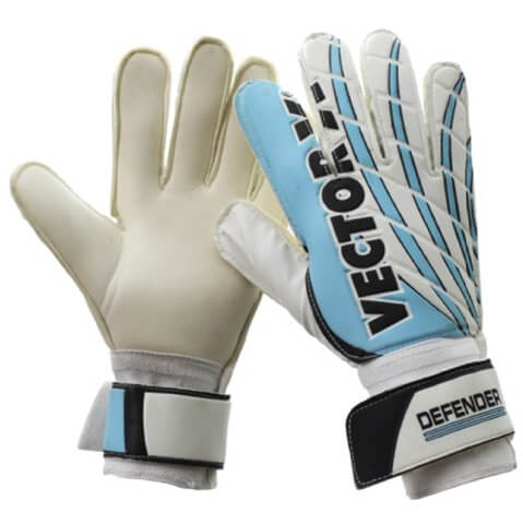 Vector X Defender Goal Keeper Gloves,  White with Sky Blue  SMALL 