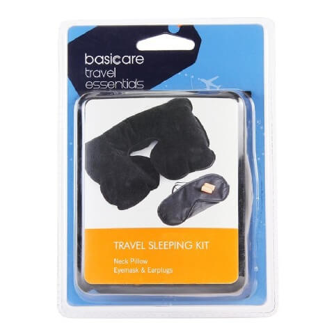 Basicare Sleeping Kit (Eye Shade, Inflatable Pillow & Earplug),  Combo 