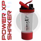 3 - MuscleXP Power XP Blender Shaker with Compartment, Transparent & Red 700 ml