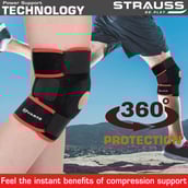 1 - Strauss Adjustable Knee Support Patella,  Black  Free Size 