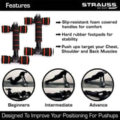 3 - Strauss Moto Push Up Bar,  Pair (Black/Orange)  Free Size 