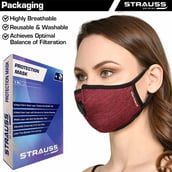 5 - Strauss Unisex Anti-Bacterial Protection Mask with Vent,  Small, Red 