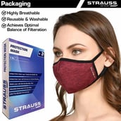 4 - Strauss Unisex Anti-Bacterial Protection Mask,  Medium, Red 