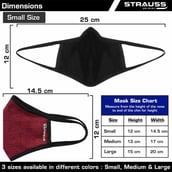 6 - Strauss Unisex Anti-Bacterial Protection Mask with Vent,  Small, Red 