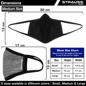 5 - Strauss Unisex Anti-Bacterial Protection Mask with Vent,  Large, Grey 