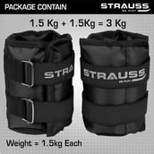 5 - Strauss Ankle Weight (Pair),  Black  1.5 kg 
