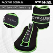 5 - Strauss Round Shape Ankle Weight (Pair), Green 0.5 kg