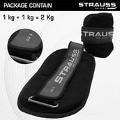 5 - Strauss Round Shape Ankle Weight (Pair),  Black  1 kg 