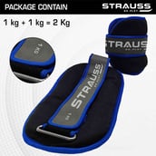 5 - Strauss Round Shape Ankle Weight (Pair),  Blue  1 kg 
