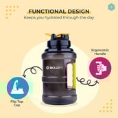2 - Boldfit Gym Gallon Water Jug Bottle, Transparent Black 2.5 L