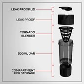 5 - Boldfit Gym Pro Cyclone Shaker,  Black (with Extra Compartment)  500 ml 