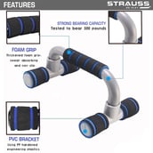 5 - Strauss Moto Push Up Bar,  Pair (Black/Blue)  Free Size 