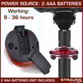 6 - Strauss Bicycle Rear Tail Light,  Black 