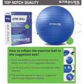 5 - Strauss Round Shape Anti Burst Gym Exercise Ball with Pump, Blue 85 cm