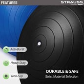3 - Strauss Round Shape Anti Burst Gym Exercise Ball with Pump,  Black  65 cm 