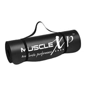 1 - MuscleXP Yoga Mat Extra Thick NBR Material with Carrying Strap, Black 10 mm
