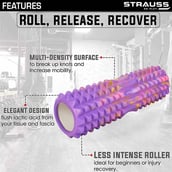 2 - Strauss Grid Yoga Massage Foam Roller,  Multicolor Purple  33cm 