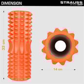 3 - Strauss Grid Yoga Massage Foam Roller,  Orange  33cm 