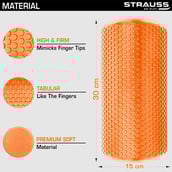 2 - Strauss Standard Yoga Massage Eva Foam Roller, Orange 30cm