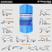 5 - Strauss Standard Yoga Massage Eva Foam Roller, Blue 30cm