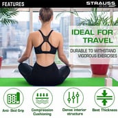 2 - Strauss Anti Skid EVA Yoga Mat with Carry Bag,  Green  4mm 