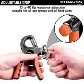 4 - Strauss Adjustable Hand Grip Strengthener,  Black and Orange 