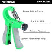 5 - Strauss Adjustable Hand Grip with Counter,  Green 