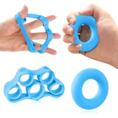 1 - Strauss Silicon Finger Stretcher & Hand Grip Exerciser (Set of 2),  Blue 