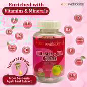 3 - VLCC Wellscience Hair, Skin & Nail,  30 gummies  Green Apple 