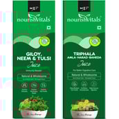 1 - NourishVitals Giloy Neem & Tulsi Juice + Triphala Amla, Harad, Baheda Juice 500 ml Combo,  Natural  2 Piece(s)/Pack 