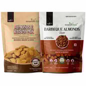 1 - NourishVitals Healthy Munching Combo,  Almonds & Raisins Mix + Barbeque Roasted Almonds  2 Piece(s)/Pack 