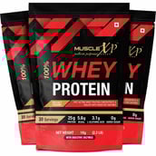 1 - MuscleXP 100% Whey Protein with Digestive Enzyme,  2.2 lb  Sea Salt Caramel (Pack of 3) 